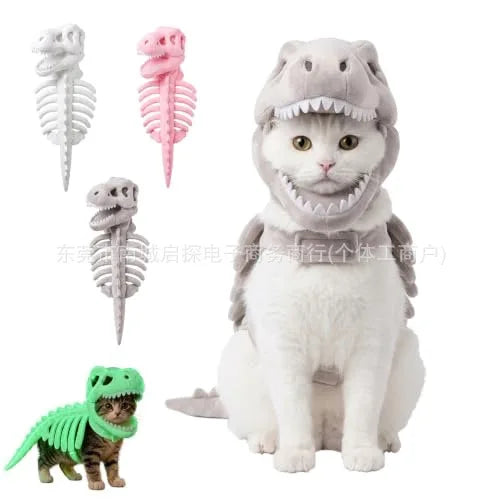 Halloween Dinosaur Skeleton Pet Hooded Costume