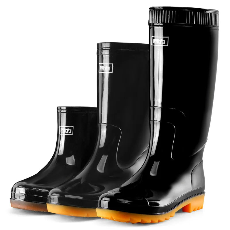 Low High Tube Black Women Men's Rain Boots Waterproof Fishing Boots Couple Non-slip t