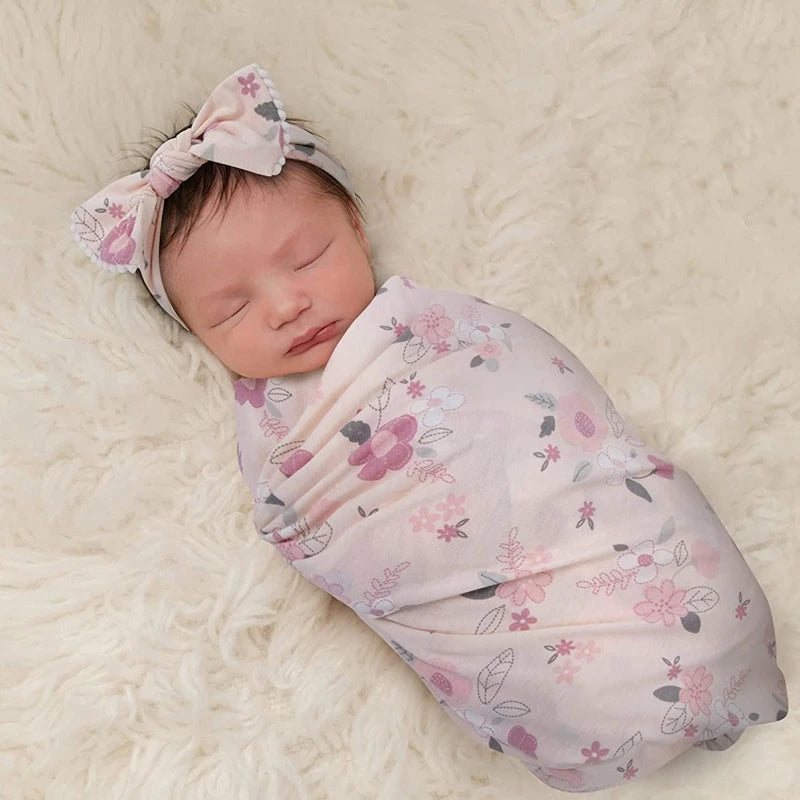 2pcs Newborn Baby Microfiber Swaddle Wrap with Beanie