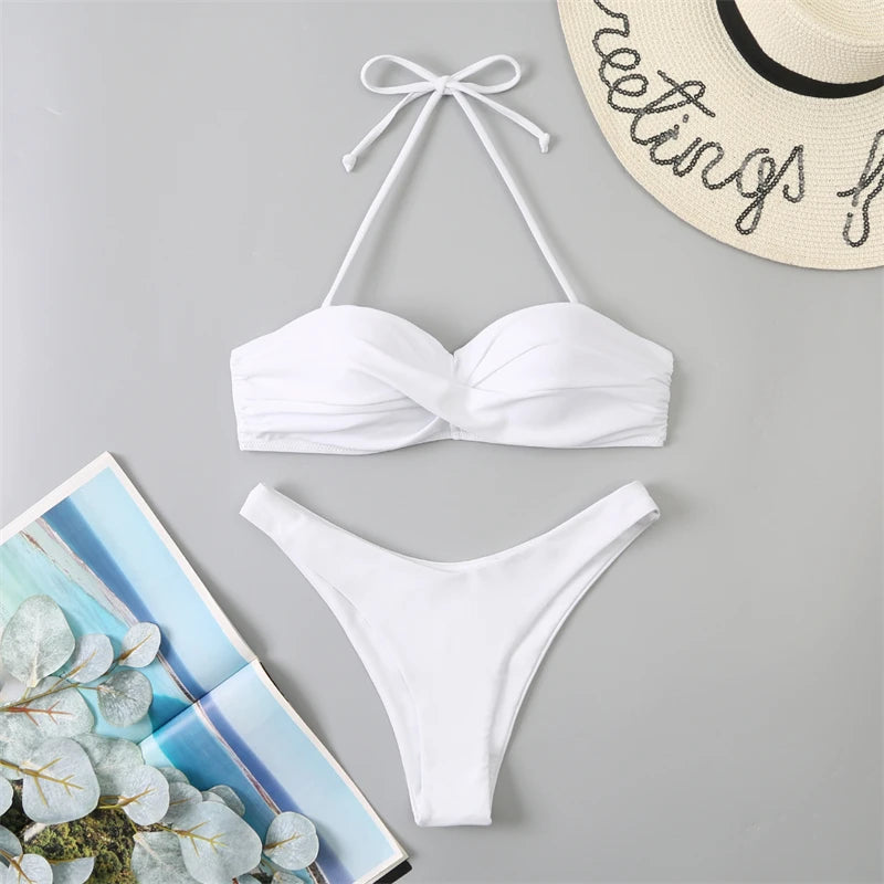 Bikini Swimsuit High Waist Thong Bathing Suit Two Pieces