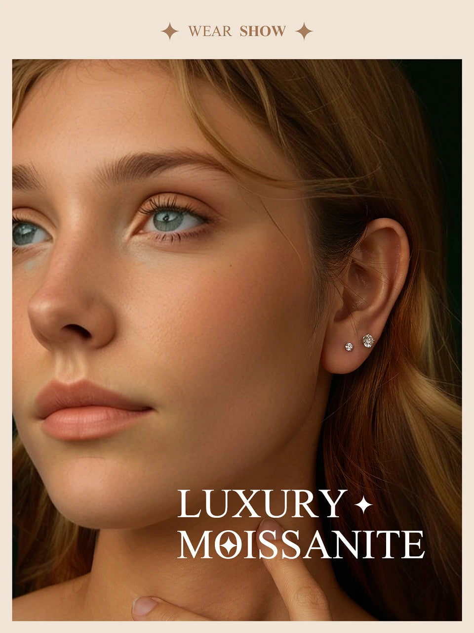 Classic Moissanite Earrings, 925 Silver Brilliant 4 Prongs Round Cut
