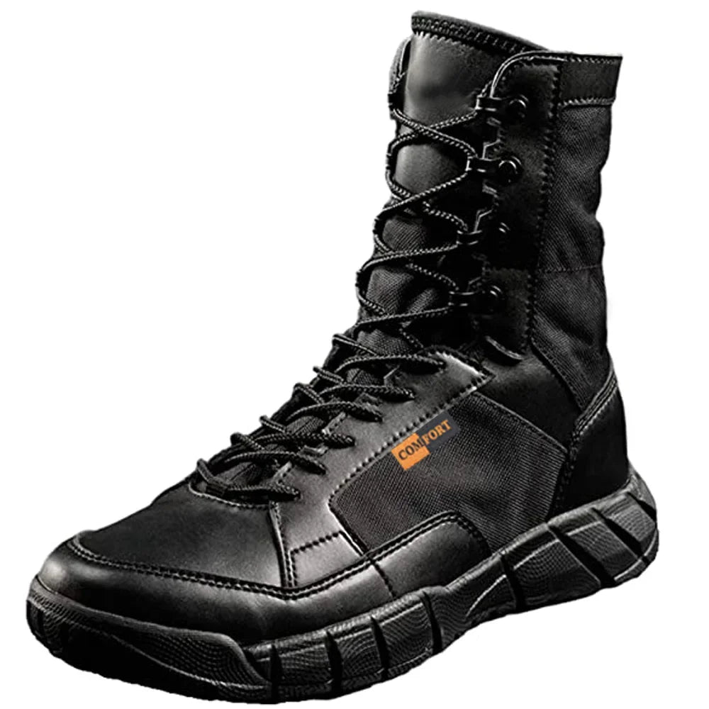 Man Lightweight Tactical Boots Combat Anti-Collision Training Lace Up Waterproof Outdoor Hiking Breathable Shoe