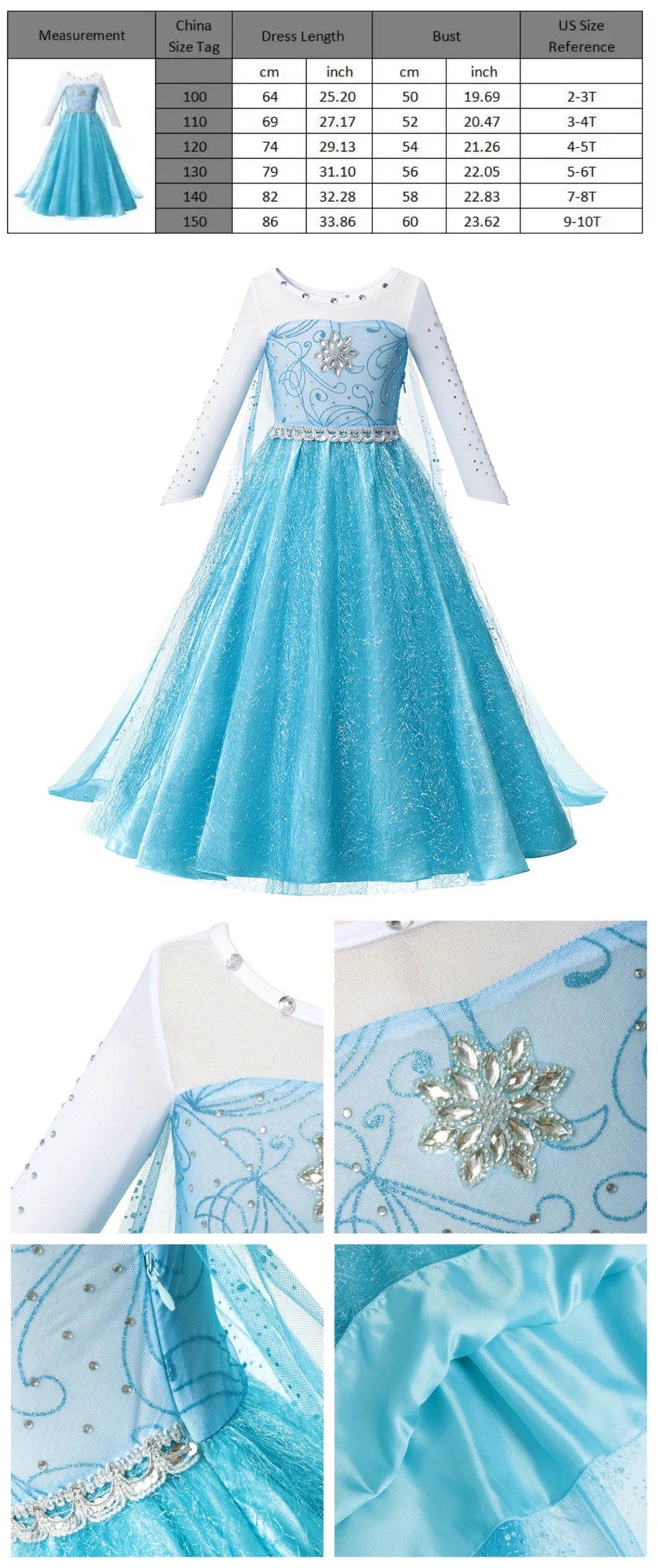 Muababy Princess Dress for Girls Aurora Belle Elsa Jasmine Cosplay Costume Party Halloween Carnival Outfit Kids 2-8Y Vestido