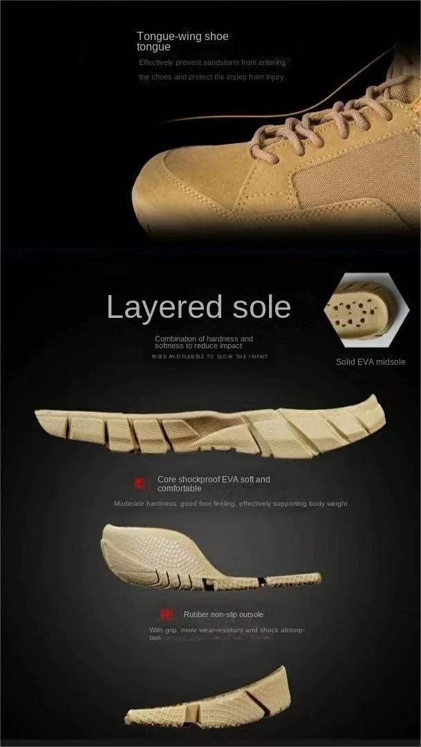 Man Lightweight Tactical Boots Combat Anti-Collision Training Lace Up Waterproof Outdoor Hiking Breathable Shoe