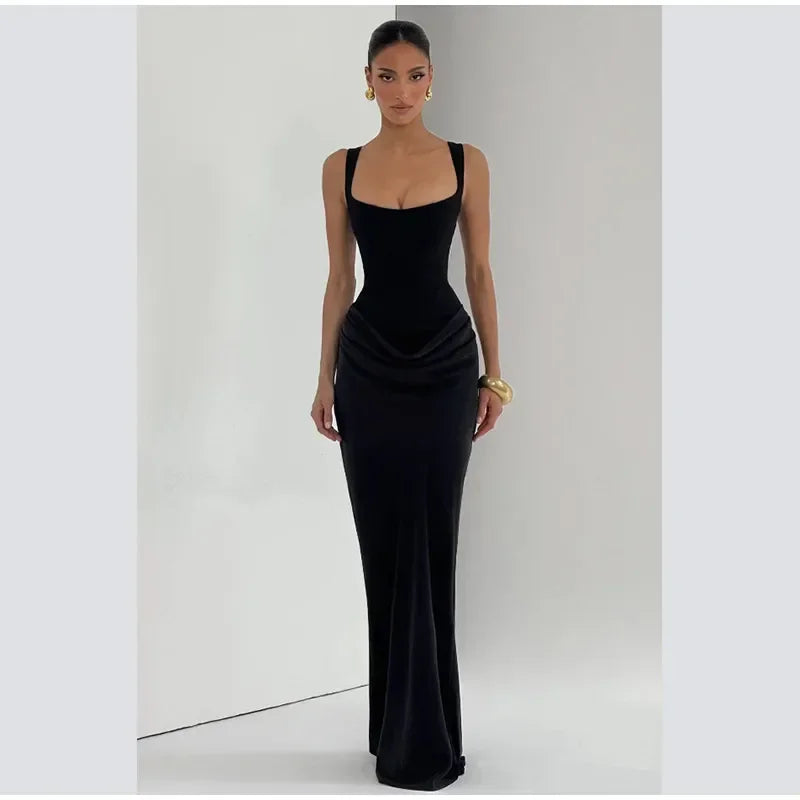 Solid Pleated Strapless Women's Dress Backless Off-shoulder