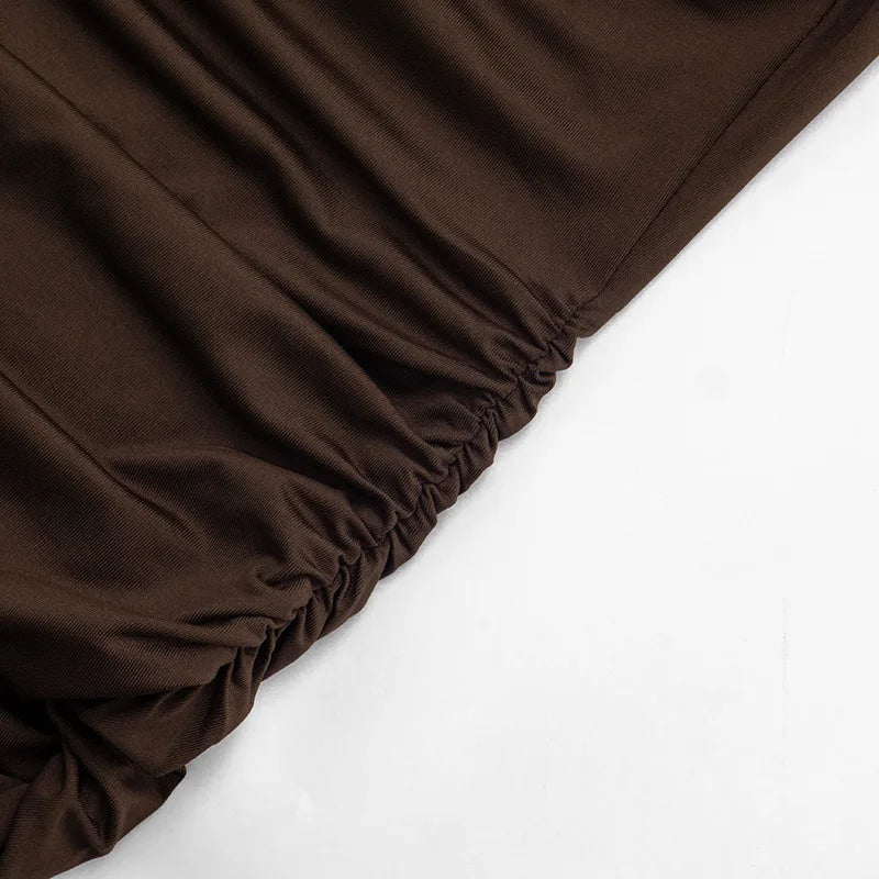 Metal Ring Halter Dress Cowl Neck Bodycon