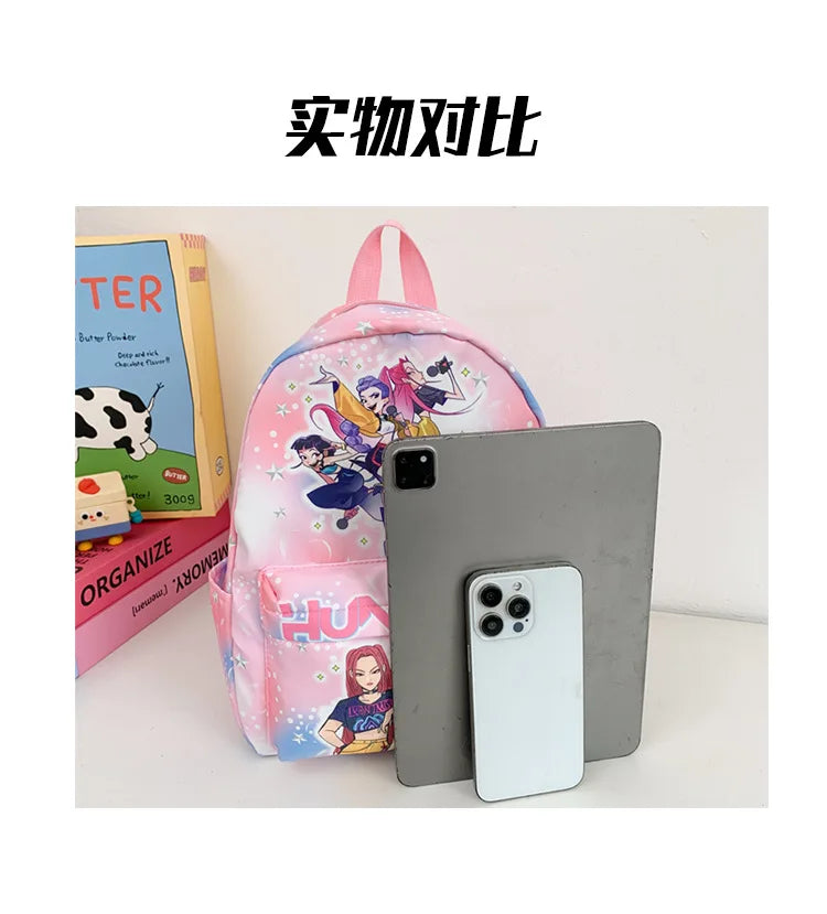 Pink 10-Inch Lightweight Backpack K D H Rumi Mira Zoey HUNTR/X Saja School Bag for Boys And Girls Kindergarten Moch