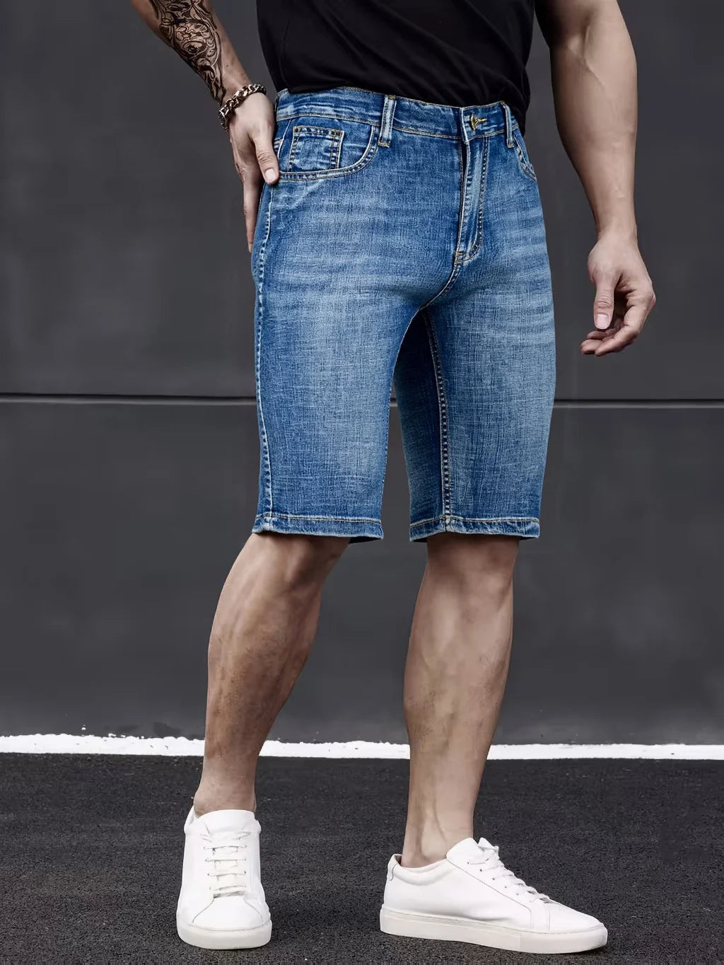 2026 Classic Style Men's Slim Denim Shorts Summer New Business Fashion Thin Stretch Short Casual Pants Male Size 40