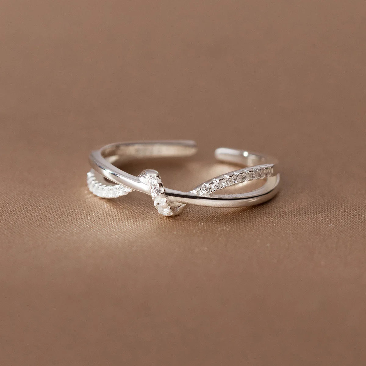 925 Sterling Silver Cross Knotting Zircon Rings