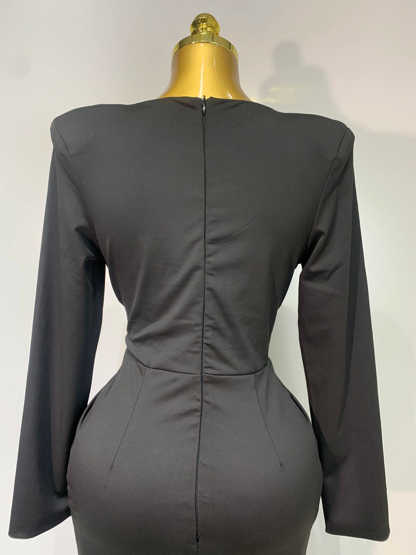 Long Sleeve Deep V-Neck Bodycon Long Dress