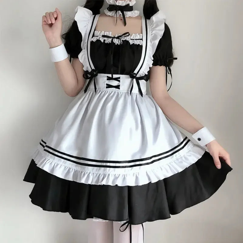 Black Cute Lolita Maid Costumes