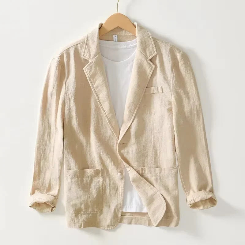 70% Linen 30% Cotton Breathable Men's Blazer Suit Jacket