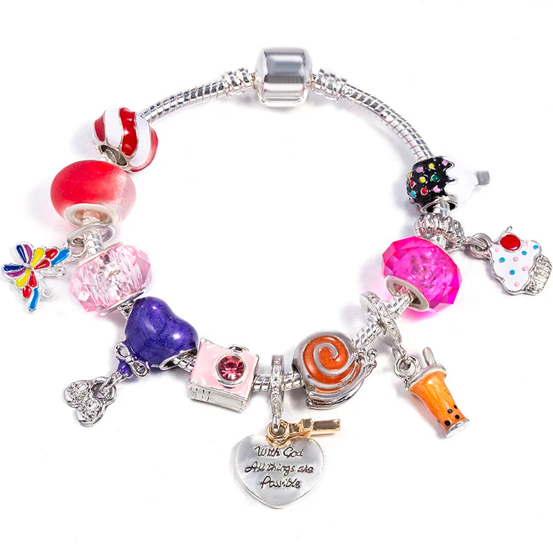 Hollow Foot Beads Charm Bracelets