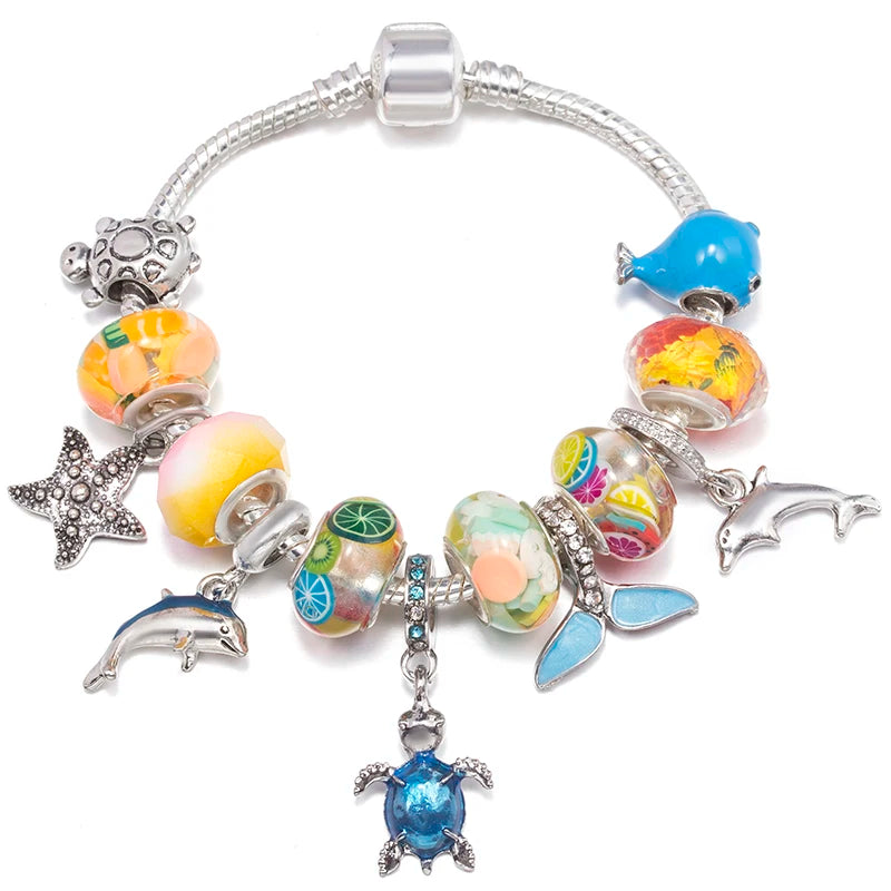 Hollow Foot Beads Charm Bracelets