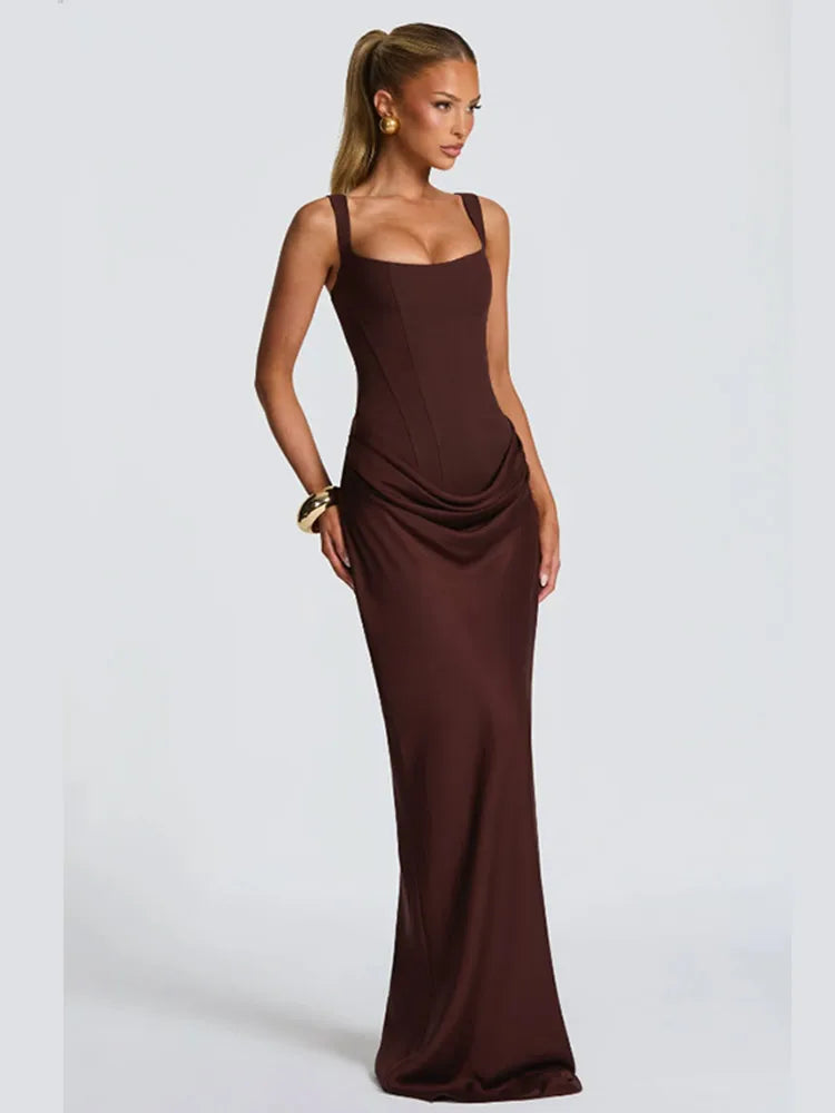 Solid Pleated Strapless Women's Dress Backless Off-shoulder