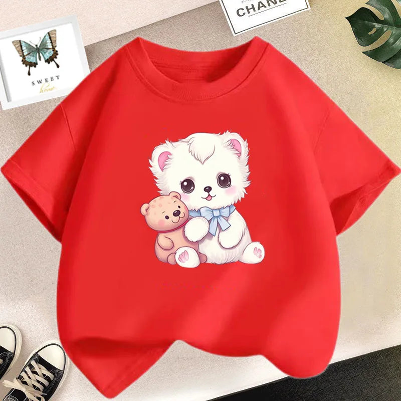 Cat Girls T Shirt Clothes Girls Animal Children T-Shirt Kids Summer Cat Lively Cute Funny Baby T Shirts Tops 2023