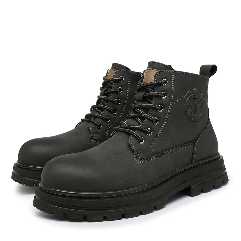 New autumn and winter men's boots rain boots high-top fashion side zipper motorcycle boots men's outdoor warm booties lacing 46