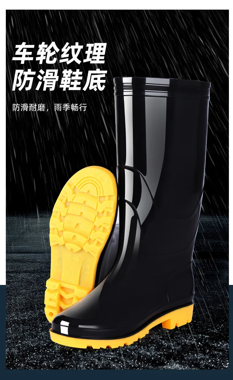 Low High Tube Black Women Men's Rain Boots Waterproof Fishing Boots Couple Non-slip t