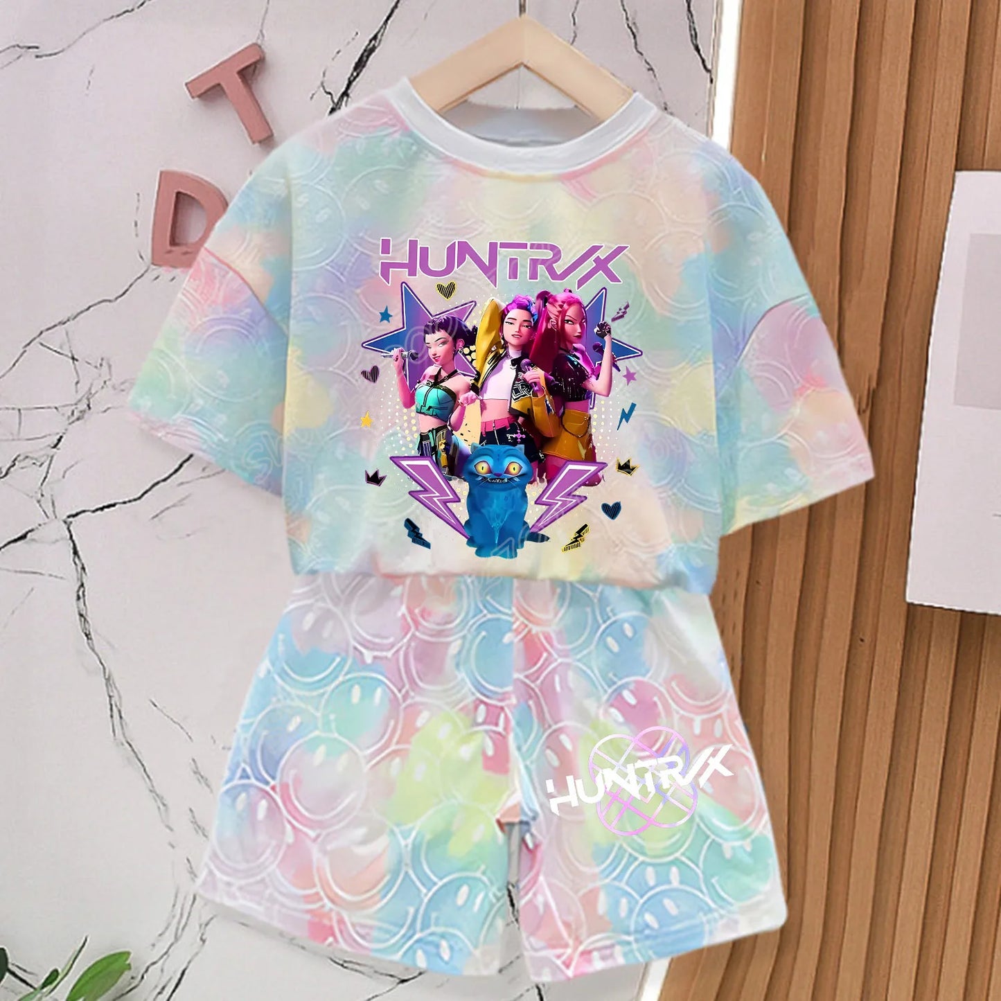 New KPOP Demon Hunters T-shirt Pants Set Girls Pajamas