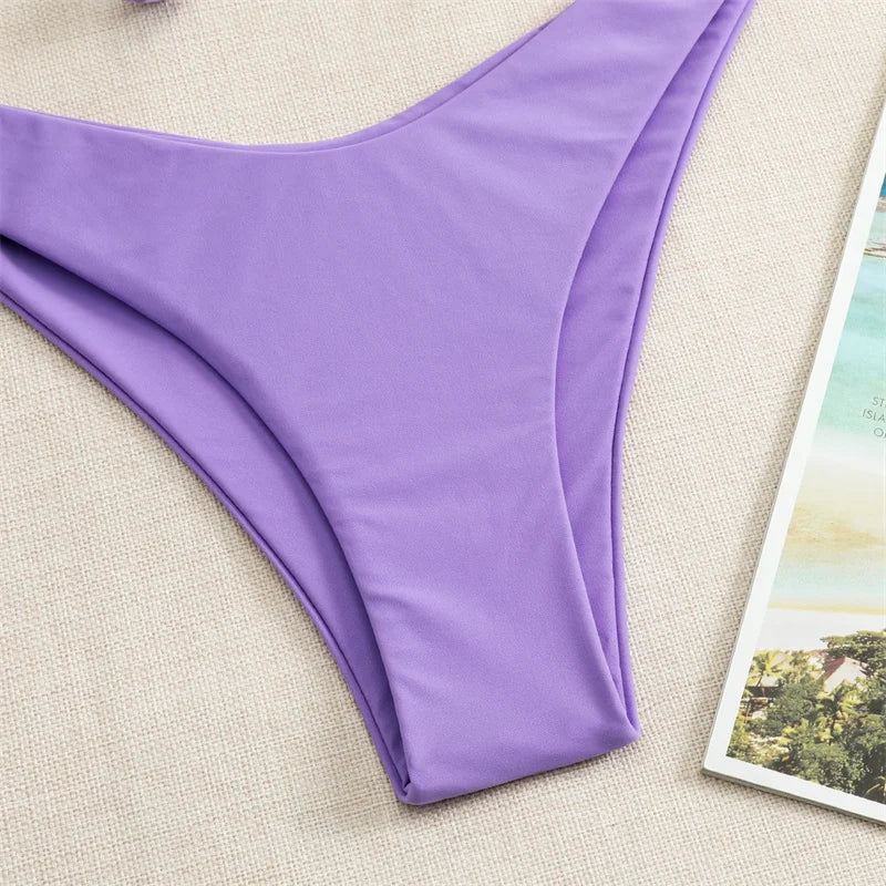 Bikini Swimsuit High Waist Thong Bathing Suit Two Pieces