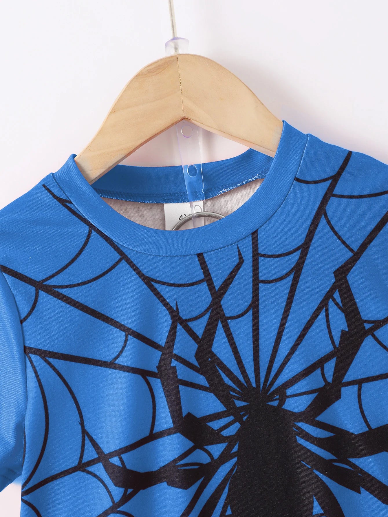Summer Cool Boys Short Sleeves Spider Prints Two-Piece Leisure Suit For 4-7 Years Old Kids