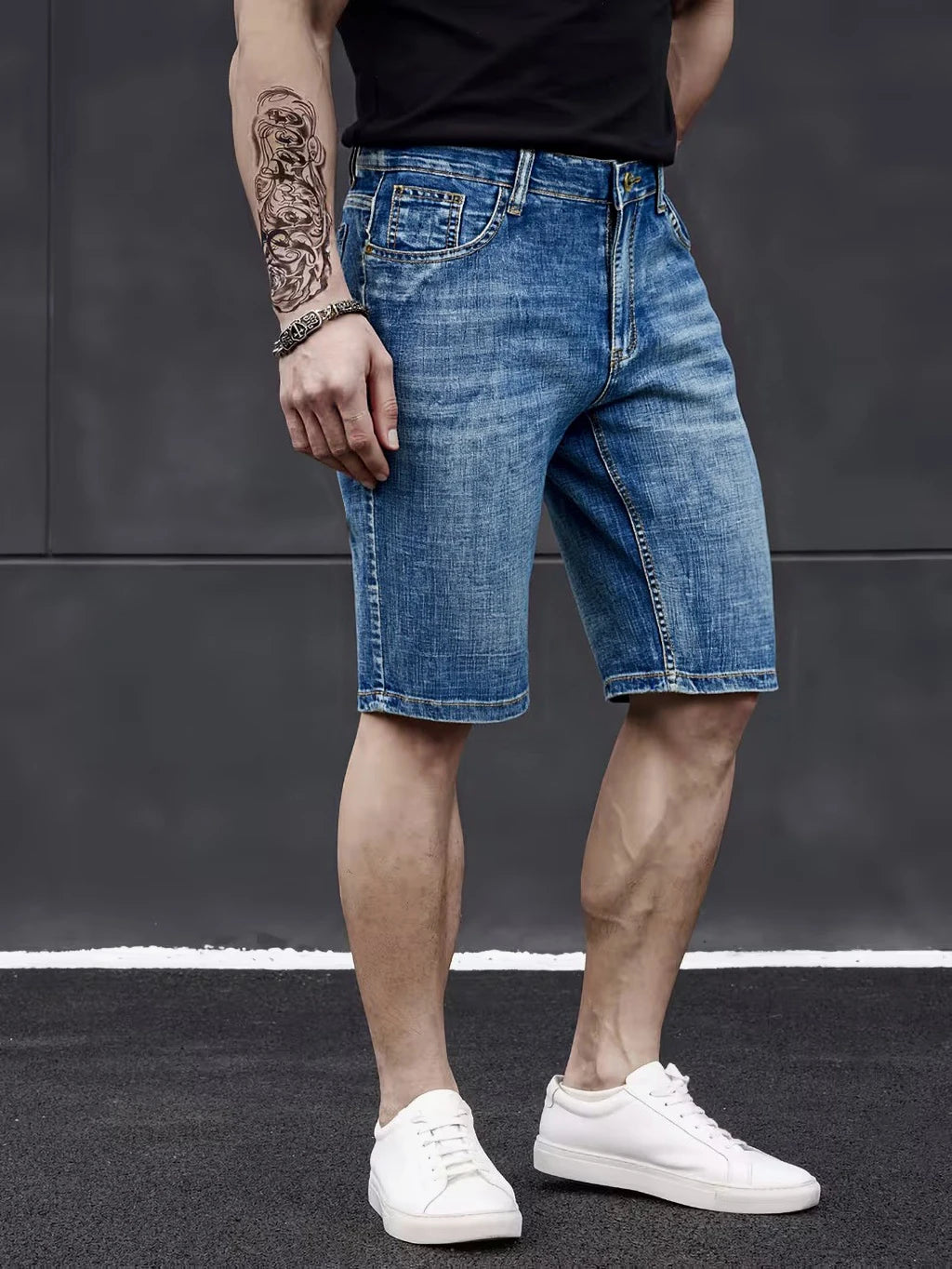 2026 Classic Style Men's Slim Denim Shorts Summer New Business Fashion Thin Stretch Short Casual Pants Male Size 40