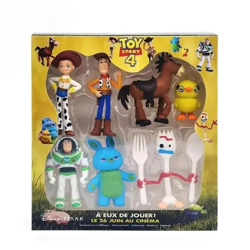 7Pcs/Set Toy Story 4 Action Figures Toy Woody Jessie Buzz Lightyear Forky Pig Bear Figura Model Doll Figurine  Birthday GiftK