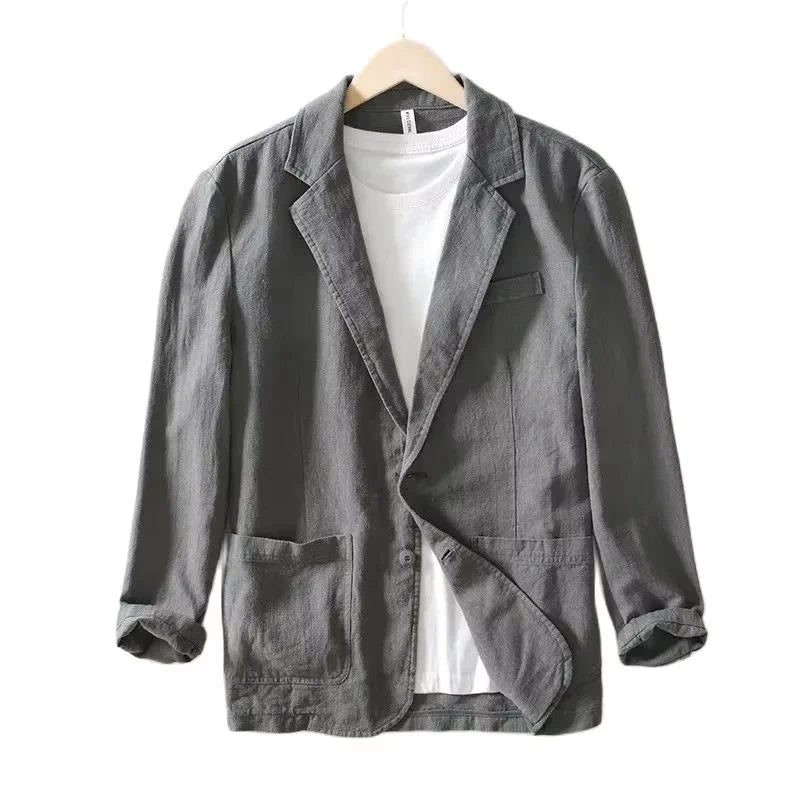 70% Linen 30% Cotton Breathable Men's Blazer Suit Jacket