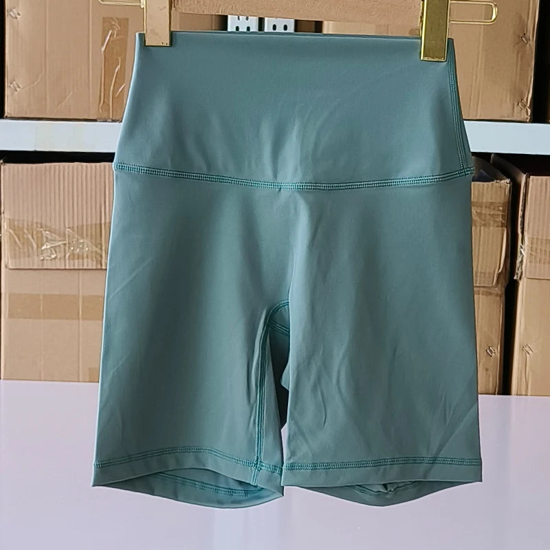 Solid Color Women Fitness Sports Short High Waist Yoga Short  Cycling Comprehensive Training Jog Squat Proof Internal Pockets