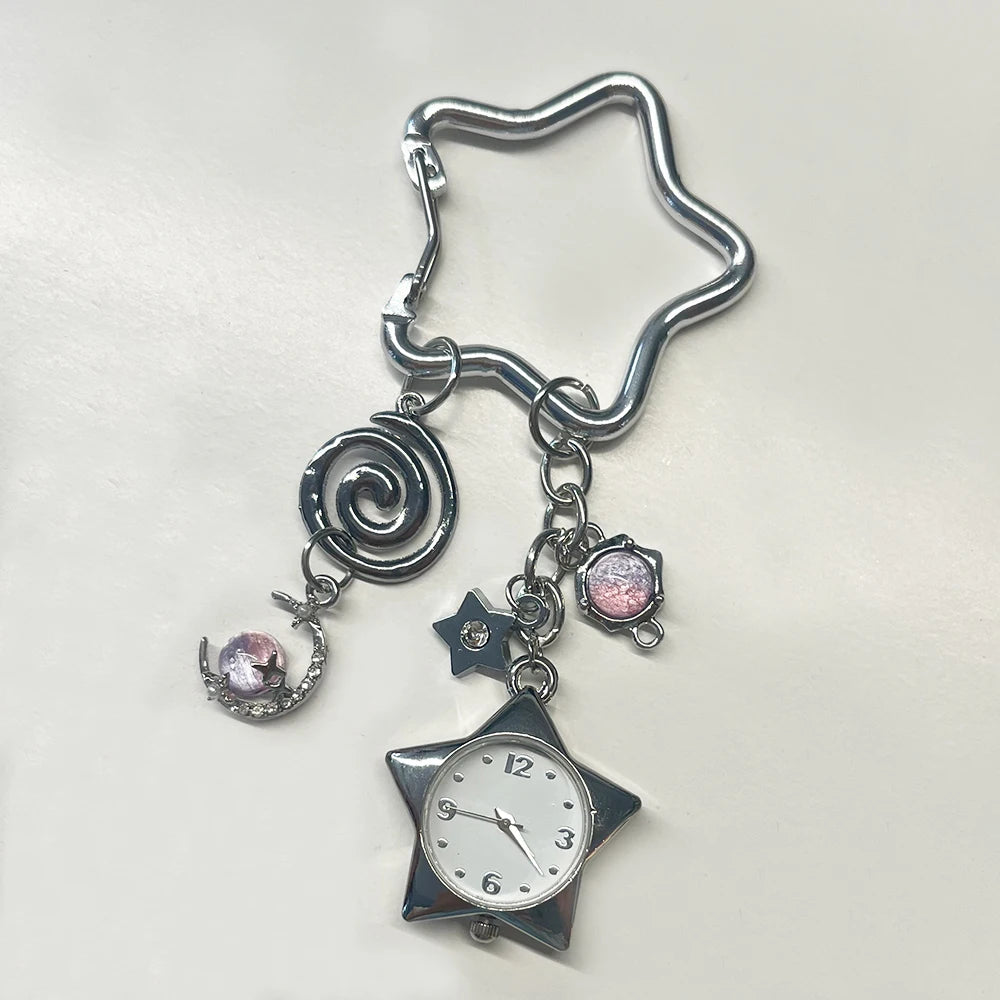 Star Pocket Adjustable Watch Clock Keychain Zinc Alloy