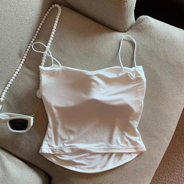 Sexy Sleeveless Tank Tops Women Casual Vest Crop Camisole Seamless Sports Underwear with Chest Pads Summer Female Bra Lingerie