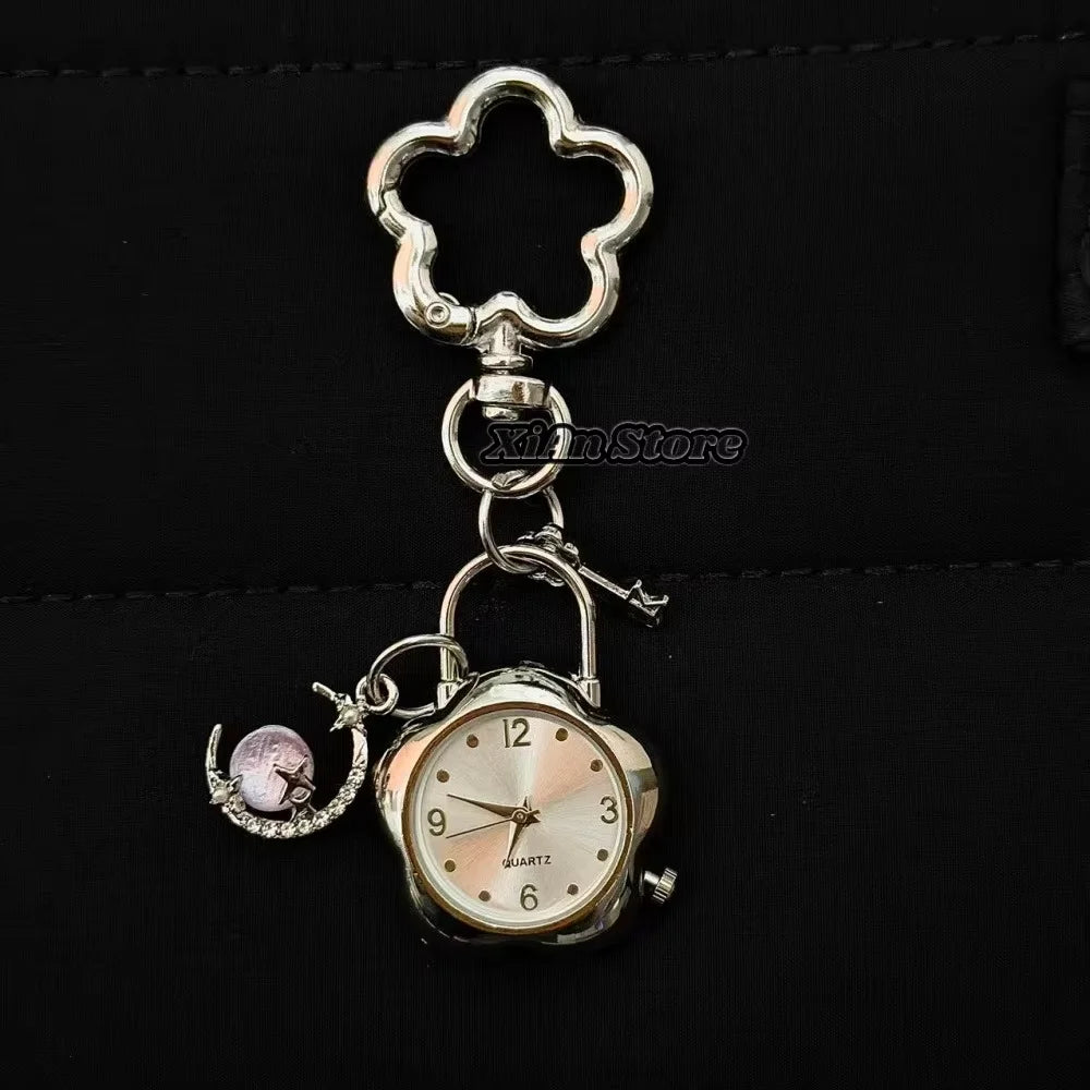 Star Pocket Adjustable Watch Clock Keychain Zinc Alloy