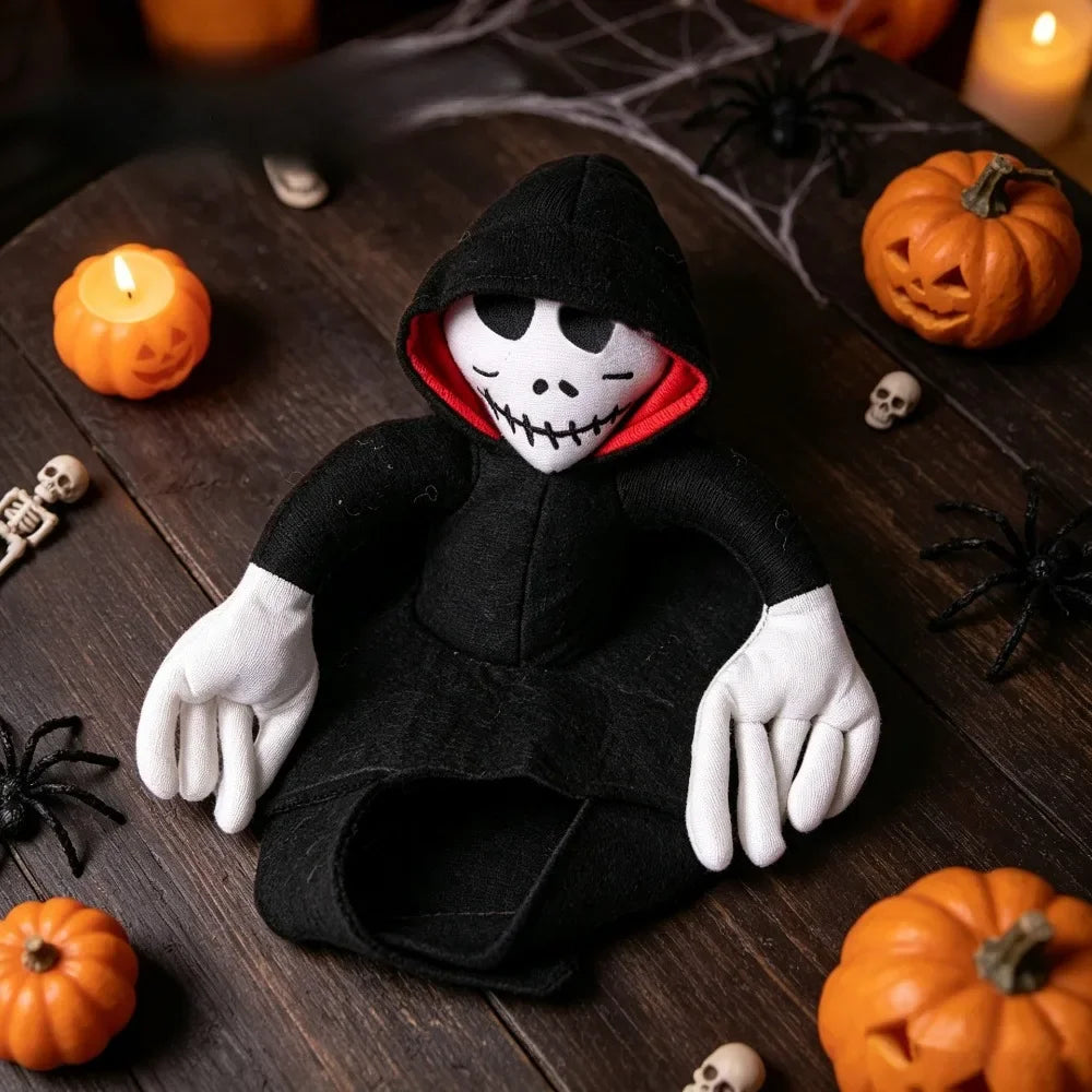 Halloween Pet Dog Costume Skeleton Reaper Rider