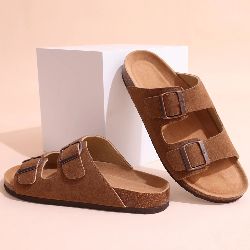 Cork Sandals For Women Men Fashion Soft Thick Sole Cork Slippers Summer Beach Sandals Home Open Toe Flat Sandals