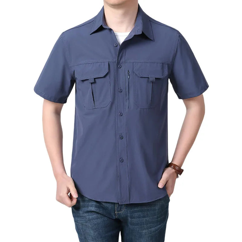 Short Sleeve Shirt Men Breathable