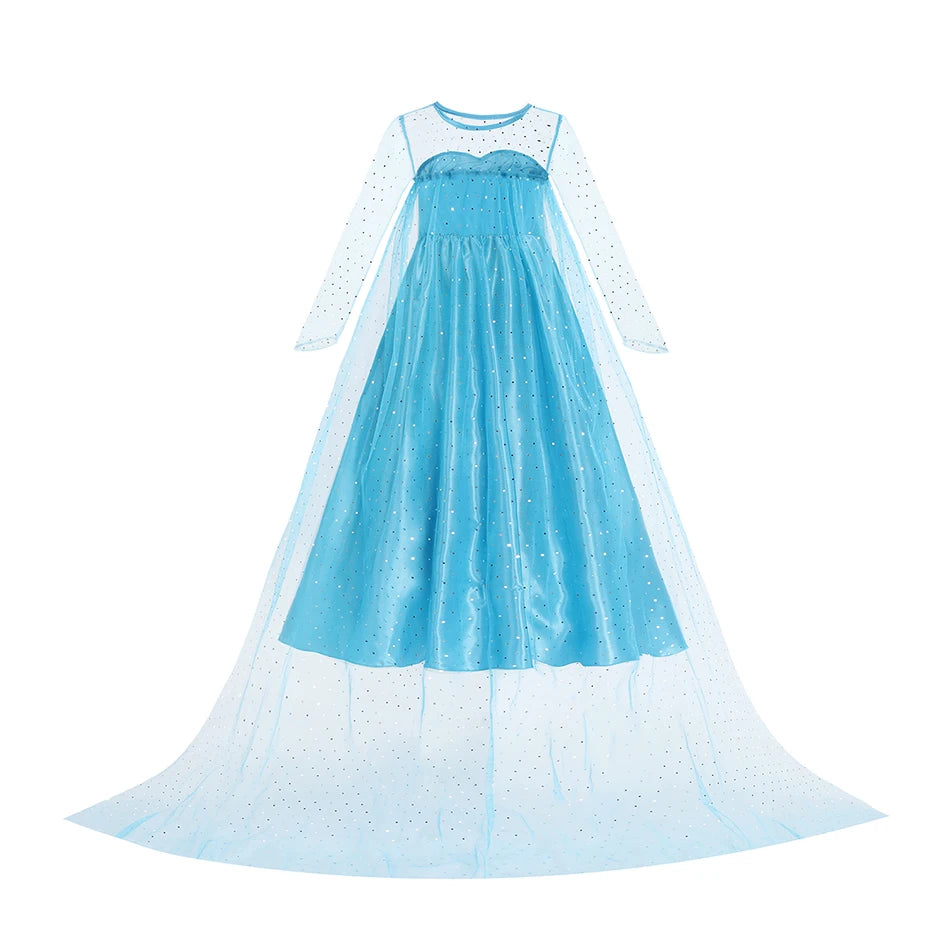 Elsa Anna Snow Queen Dress for Girls Princess Costume Birthday Halloween Christmas Carnival Outfit Kids Cosplay 2-8Y Vestido