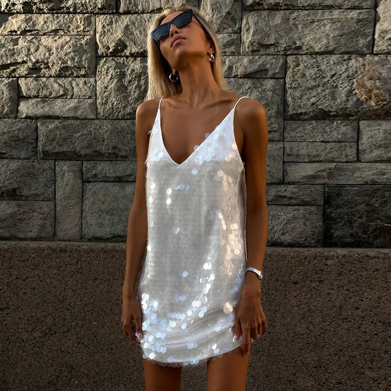 Sling Hollow Out Waist-Closed Mini Dress