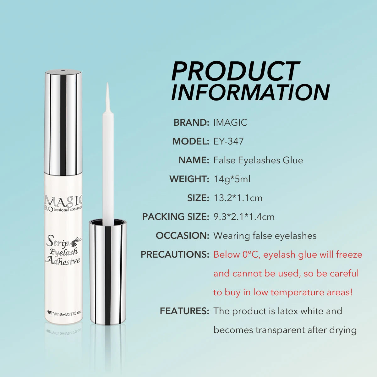 5ml False Eyelash Extension Glue Waterproof Fast Dry Long Lasting Strong No Irritation Transparent Eyelash Primer Tools