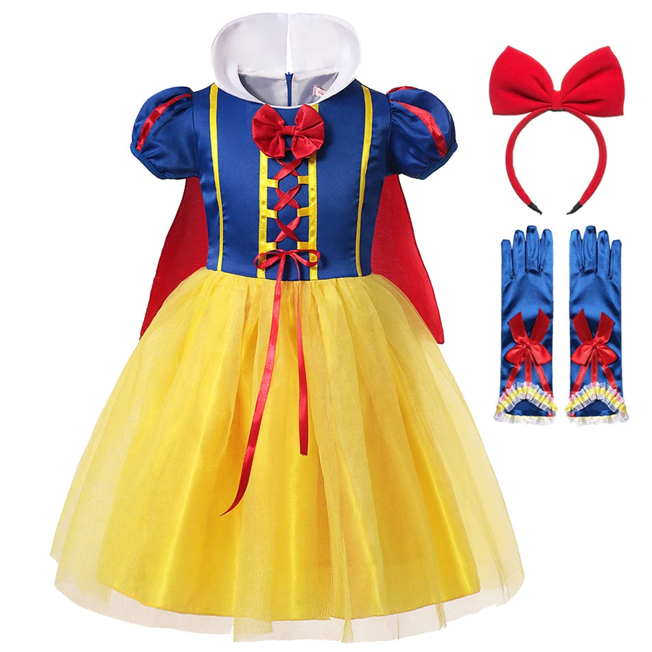 Snow White Princess Dress Girls Halloween Party Costume Role Play Outfit for Toddler Kid Children Cartoon Fancy Cosplay Clothing