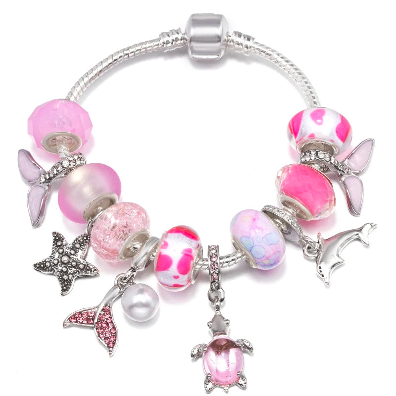 Hollow Foot Beads Charm Bracelets