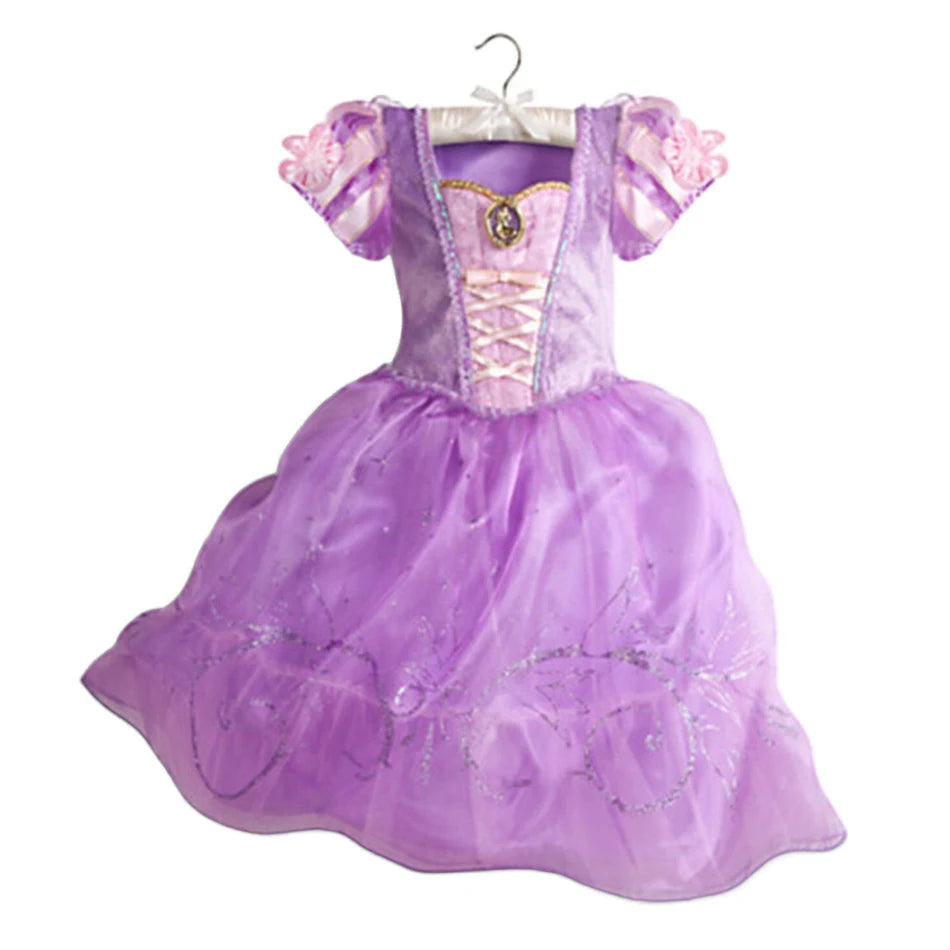 Muababy Princess Dress for Girls Aurora Belle Elsa Jasmine Cosplay Costume Party Halloween Carnival Outfit Kids 2-8Y Vestido