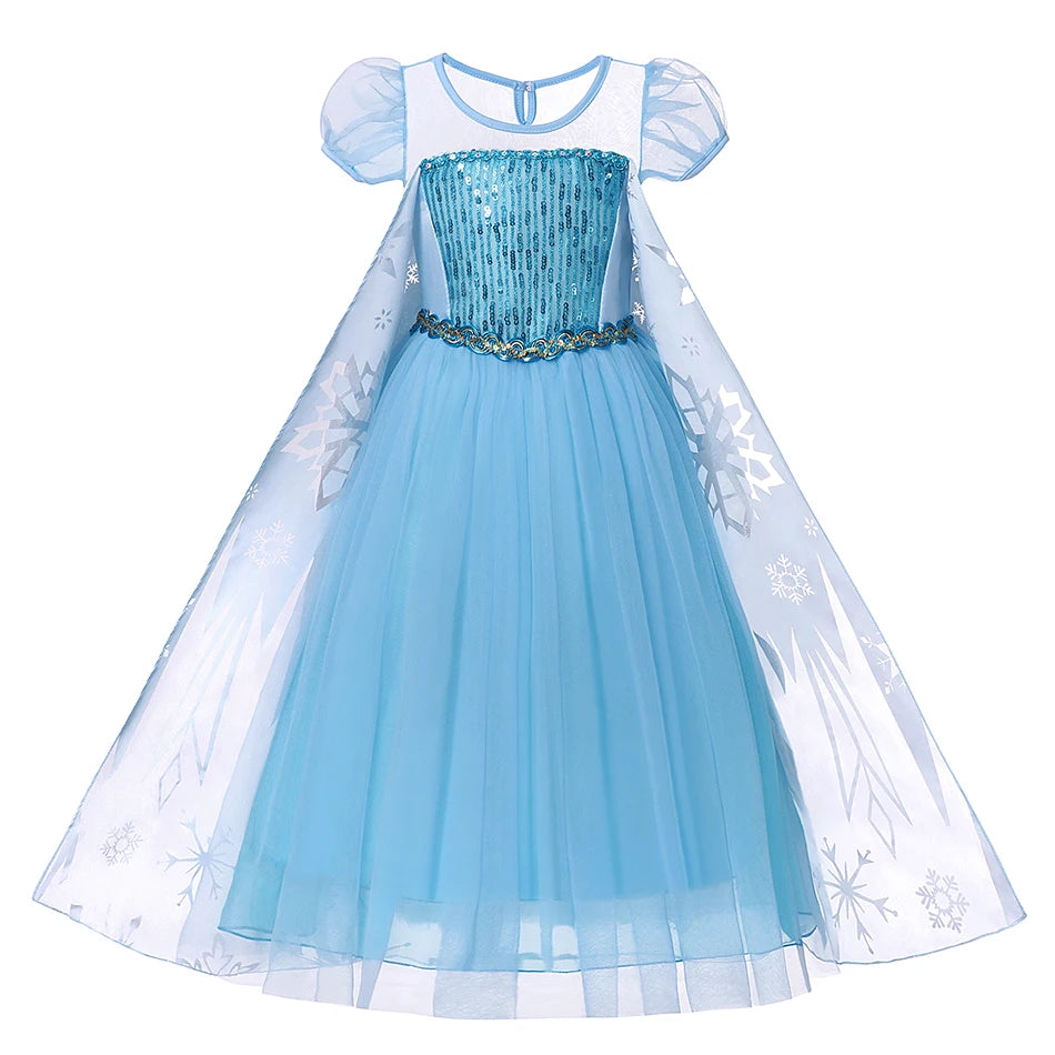 Elsa Anna Snow Queen Dress for Girls Princess Costume Birthday Halloween Christmas Carnival Outfit Kids Cosplay 2-8Y Vestido
