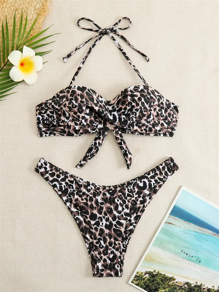 Bikini Swimsuit High Waist Thong Bathing Suit Two Pieces
