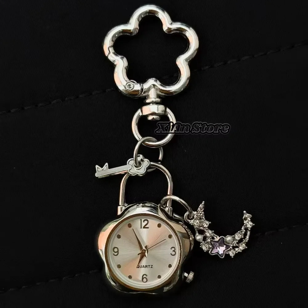 Star Pocket Adjustable Watch Clock Keychain Zinc Alloy