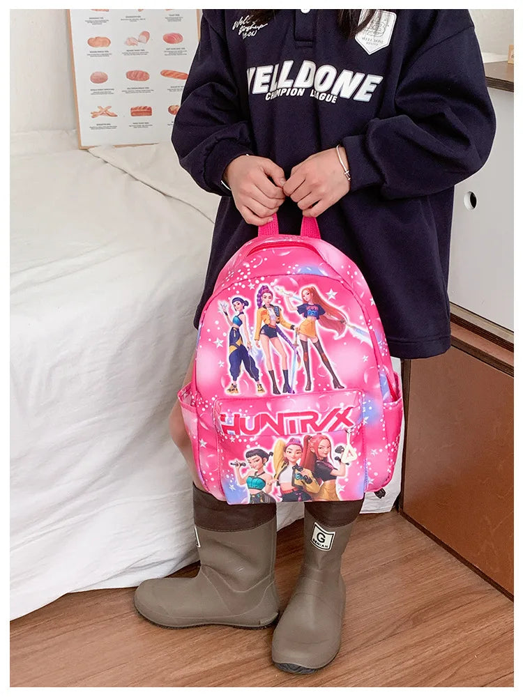 Pink 10-Inch Lightweight Backpack K D H Rumi Mira Zoey HUNTR/X Saja School Bag for Boys And Girls Kindergarten Moch