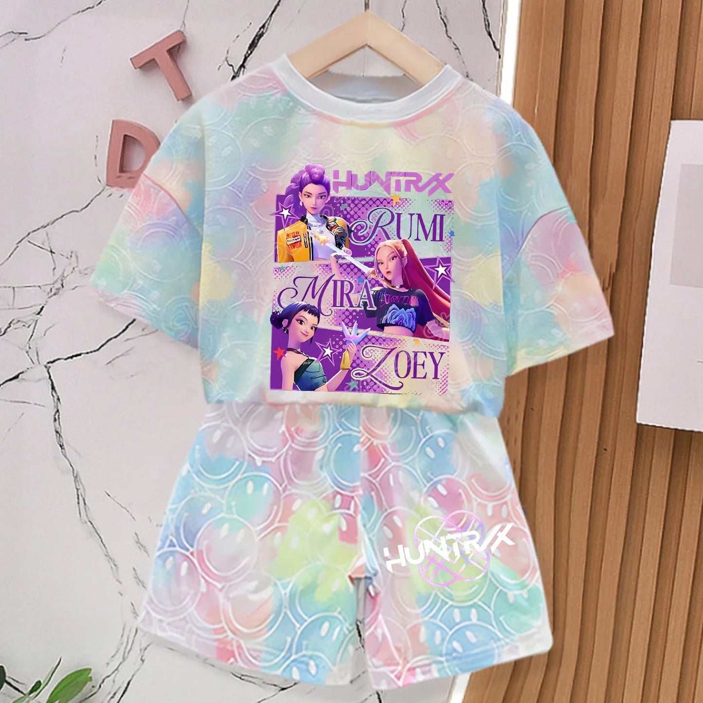 New KPOP Demon Hunters T-shirt Pants Set Girls Pajamas