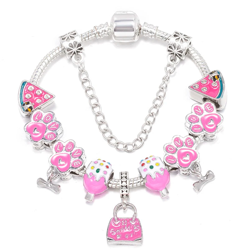 Hollow Foot Beads Charm Bracelets