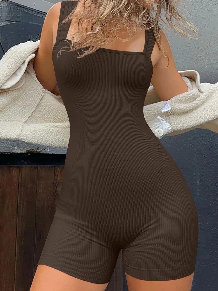 Women's Backless Sleeveless Bodycon Streetwear Romper Playsuit One Piece Fashion Fitness Yoga Quick Drying Breathable Jumpsuits