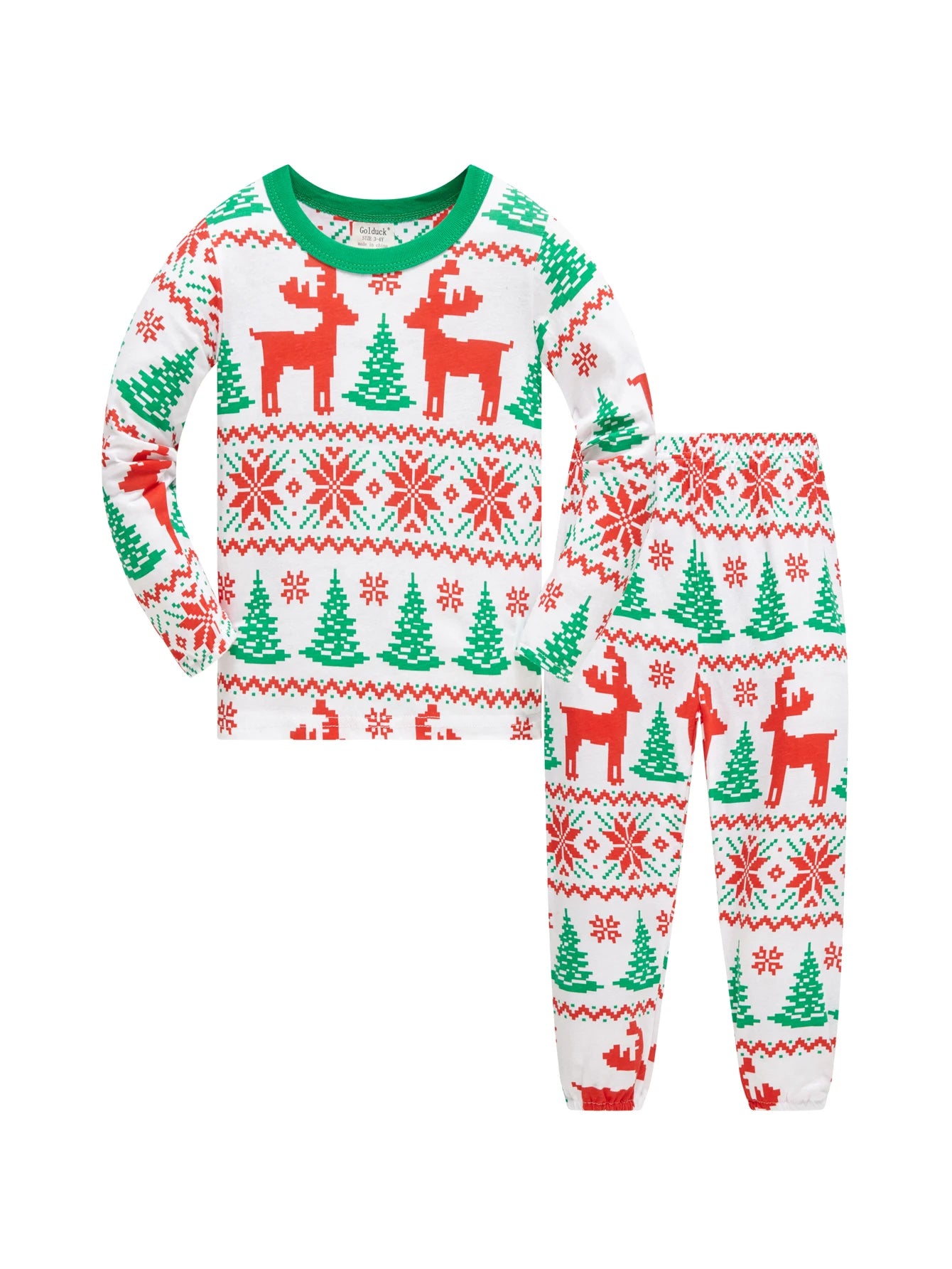 Pajamas Set Reindeer Snowflake Print 100% Cotton