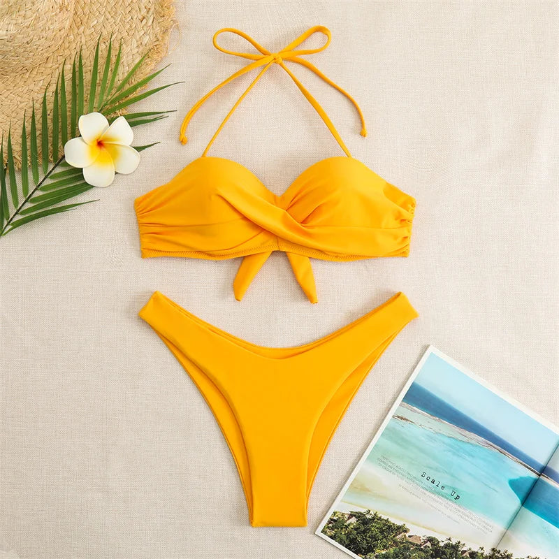 Bikini Swimsuit High Waist Thong Bathing Suit Two Pieces